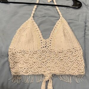 Crochet Halter Top with Fringe